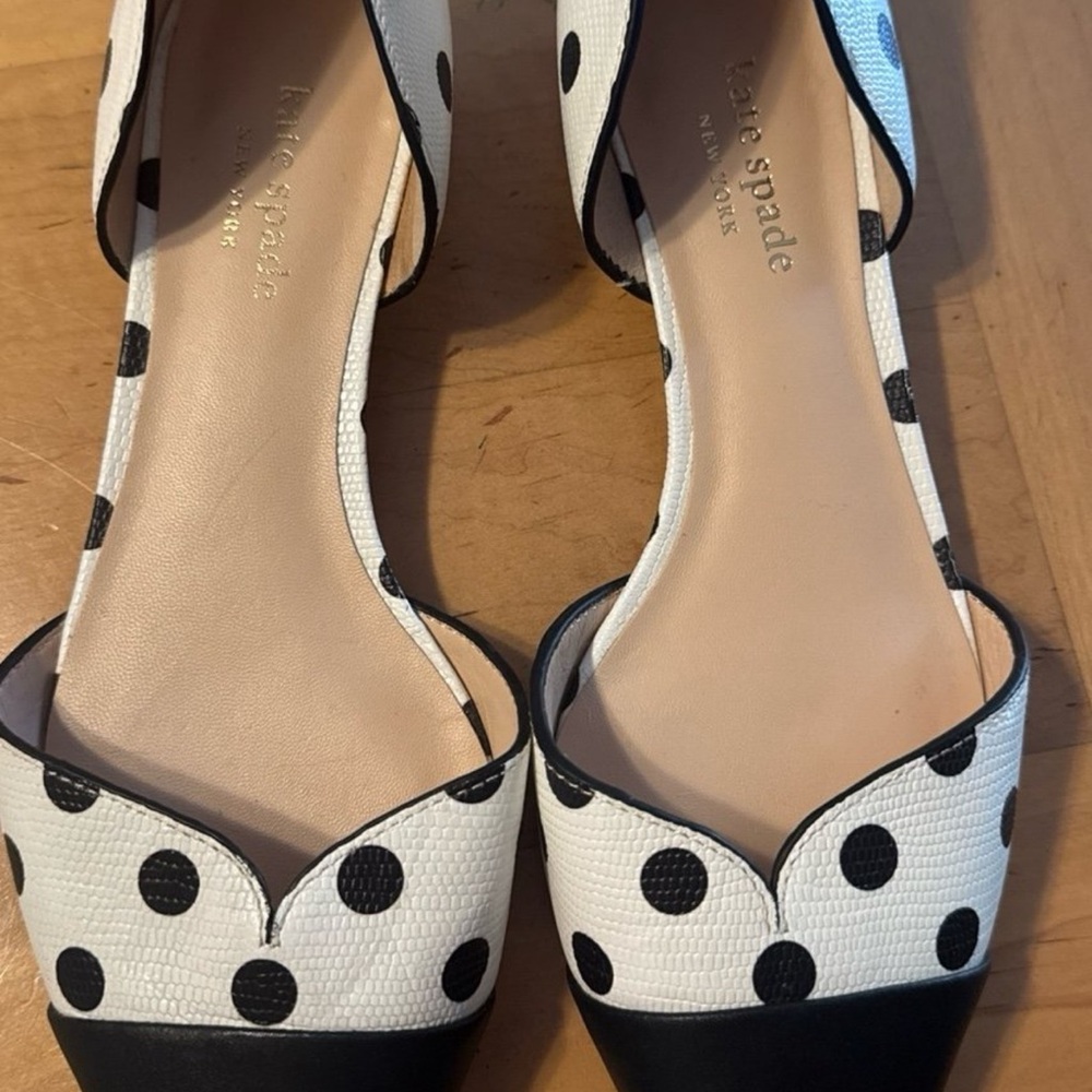Kate Spade White and Black Polka Dot Flats